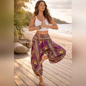 Buddha Pants “Savannah Pant” Boho Harem Pants XS  Elephant Print 100% Cotton